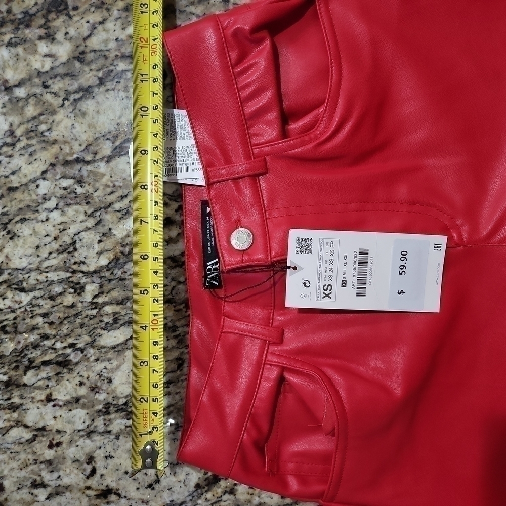 Zara FULL LENGTH FAUX LEATHER PANTS - Picture 7 of 7